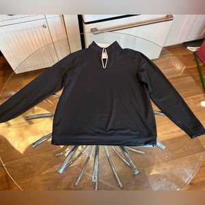 Peter Millar Crown Sports Black Long Sleeve 1/4 Zip Active Pullover Mens sz L